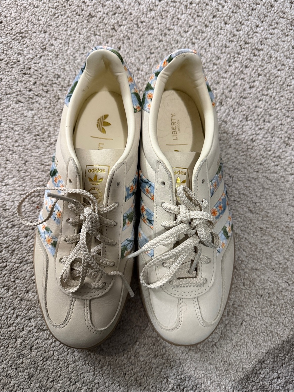 adidas Liberty London Gazelle Women’s Cream Sneakers with Floral Accents